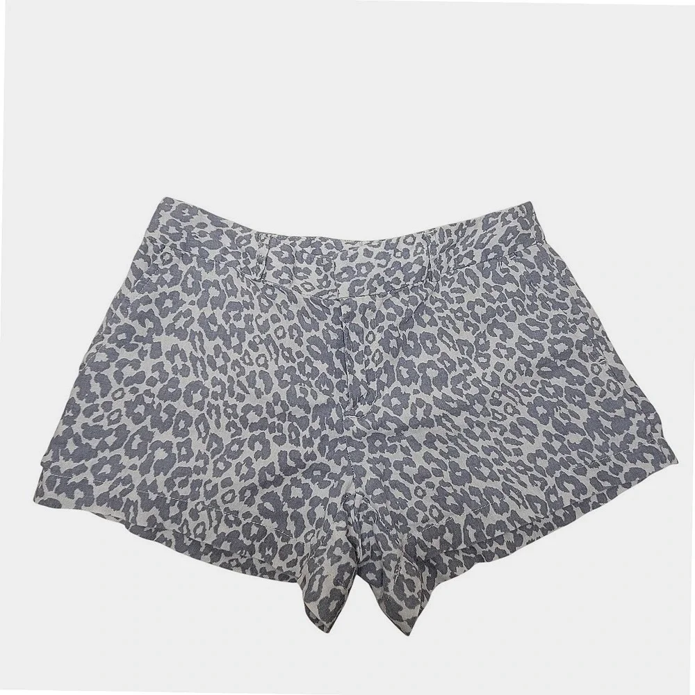 Cynthia Rowley Animal Print Chino Shorts Grey Cream Leopard 3